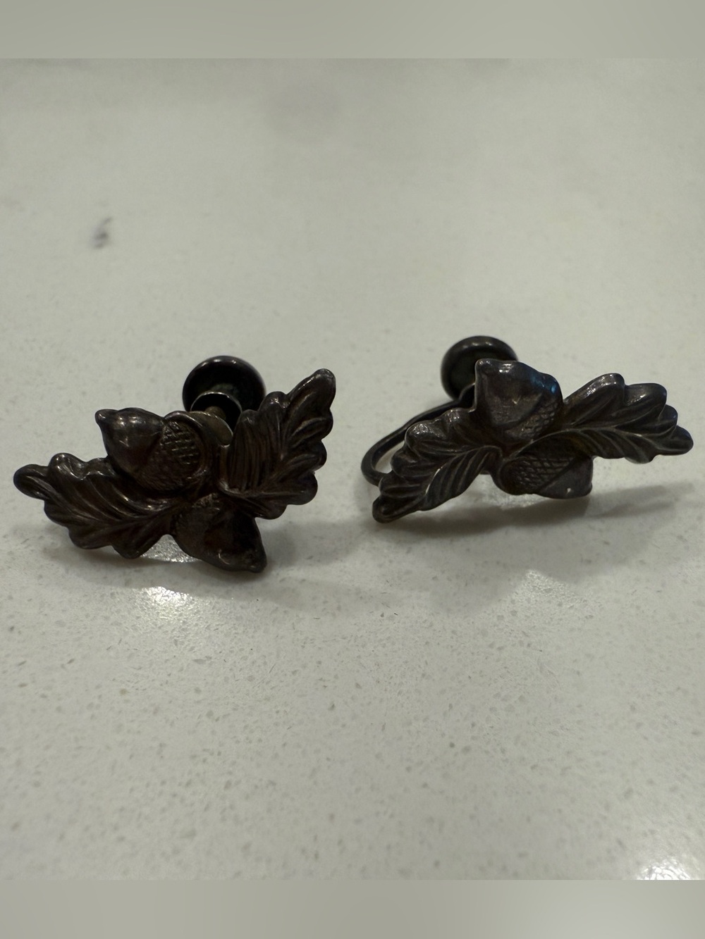 Vintage Sterling Silver Acorn Screw Back Earrings